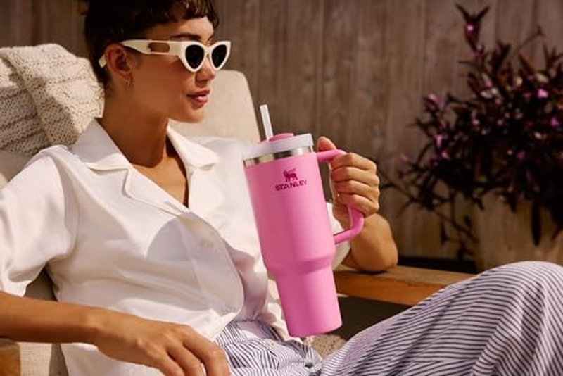 STANLEY Quencher H2.0 Tumbler with Handle and Straw 40 oz | Flowstate 3-Position Lid | Cup Holder Compatible for Travel | Insulated Stainless Steel Cup | BPA-Free | Peach Rose