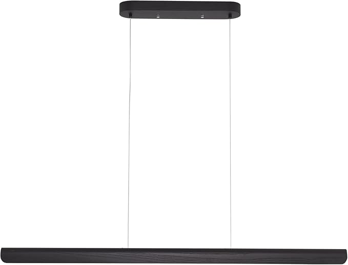 Modern Linear LED Chandelier, 31" Wall-Dimmable Pendant Light Kitchen Island Light with Wood & Aluminum, 19W LED Pendant Light for Dining Room, Office, 100-240V, CRI>90 Black