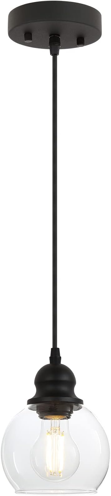 BoostArea Modern Pendant Light Fixtures, Industrial Hanging Ceiling Lamp with Clear Glass Shade, Pendant Lighting for Kitchen Island Living Room Hallway Bedroom Dining Hall Office Bar Farmhouse