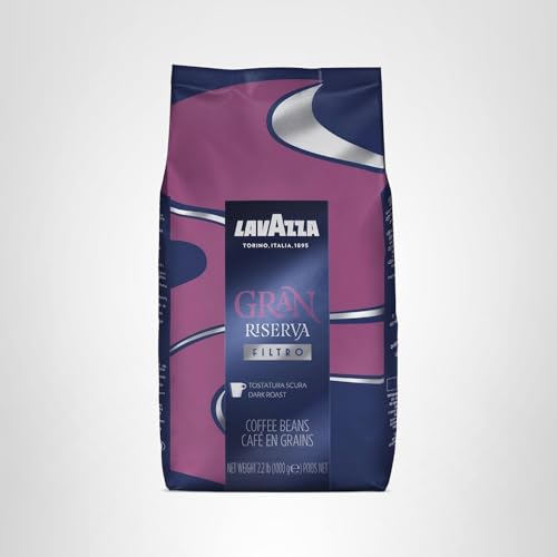 Lavazza Gran Riserva Filtro Whole Bean Coffee Dark Roast 2.2LB Bag, 100% Natural Arabica, Authentic Italian, Cocoa and Caramel aromatic notes