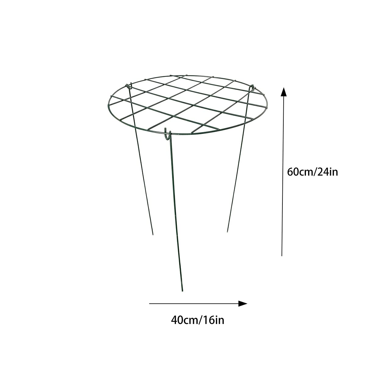 2 Pcs Flower Support Rings, Peony Cage Plant Support Stake,Grow Through Grid Plant Brace, Hoops with 3 Pcs Legs for Heavy Blossoms (2 pcs 24")