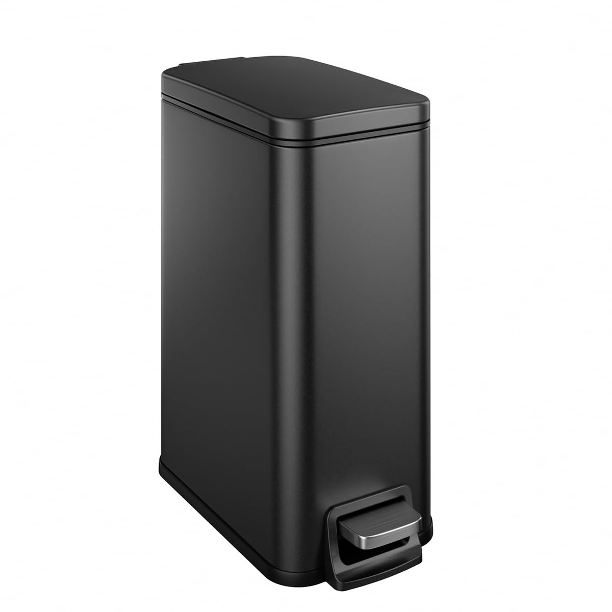 Regine Switzerland Slim Bathroom Trash Can - 1.6 Gallon Stainless Steel with Soft Close Lid & Removable Inner Bucket