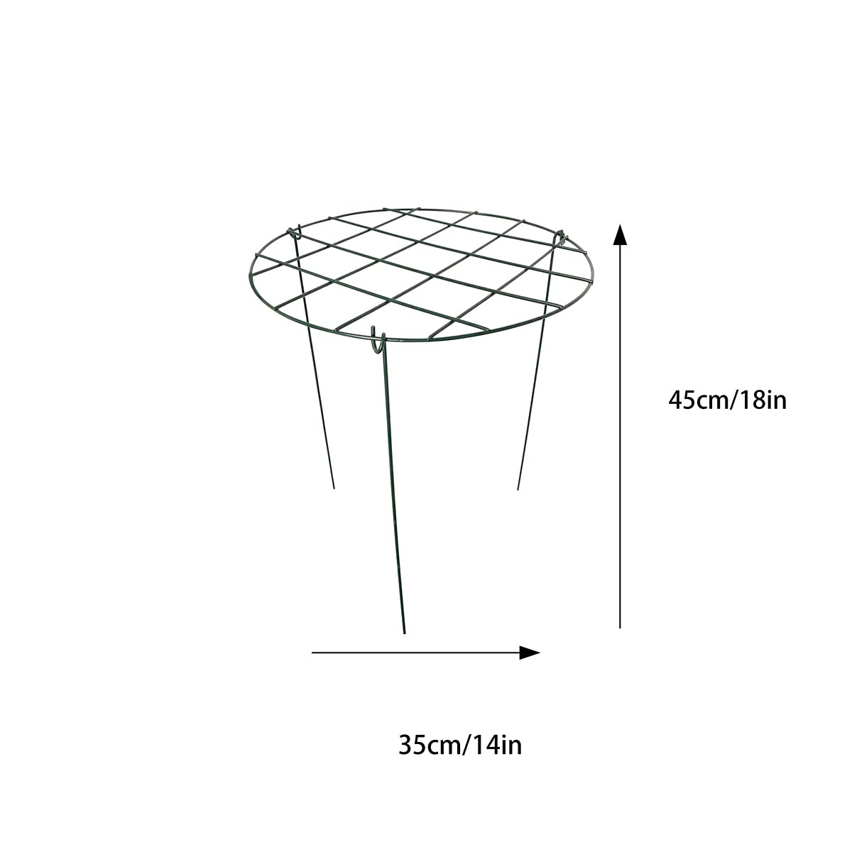 2 Pcs Flower Support Rings, Peony cage Plant Support Stake,Grow Through Grid Plant Brace, Hoops with 3 Pcs Legs for Heavy Blossoms (2 pcs 18'')