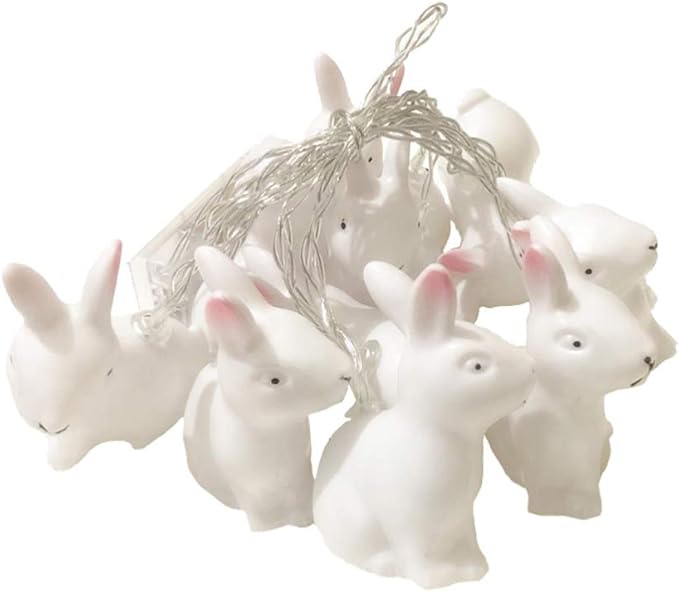 ABOOFAN String Easter Rabbit Lights Easter Electric Lights Led Rabbit Party Ornament Led Bunny White Outdoor Animal