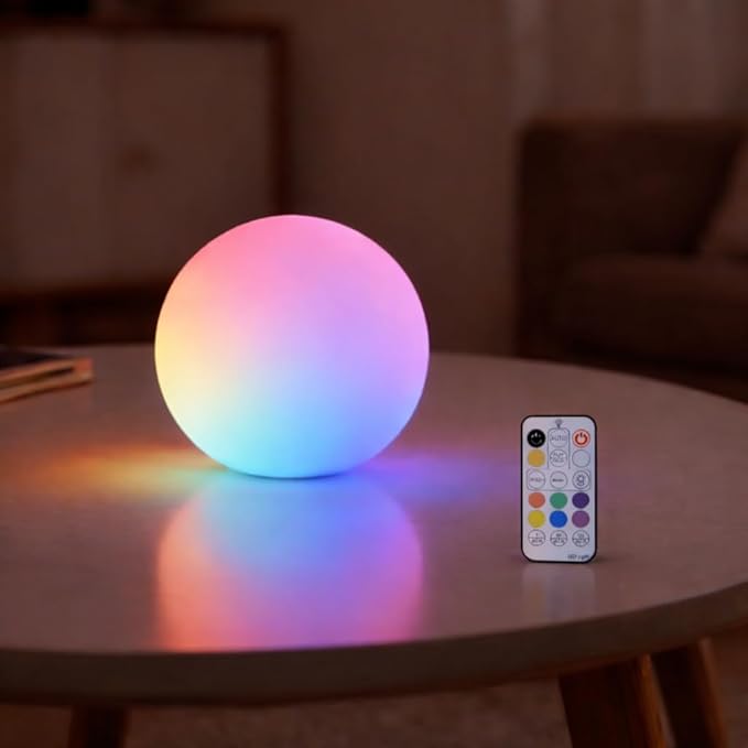 1 Pack 3-inch Smart Sphere Night Light, Rechargeable LED Ball Lights, 16 RGB Color Change Mood Lighting, Waterpro Battery Ideal for Pool Bedroom Kids Room Party and Holiday Ambient Lighting