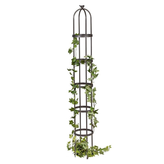 Evergreen 7 Feet Garden Metal Garden Obelisk Trellis for Climbing Plants Outdoor | Indoor Plant Trellis for Potted Plants | Floral Pattern Arch Trellis | Bronze