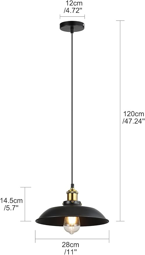 Newrays 2 Pack Black Farmhouse Pendant Light, Industrial Ceiling Lights Fixture for Kitchen Island Dining Room