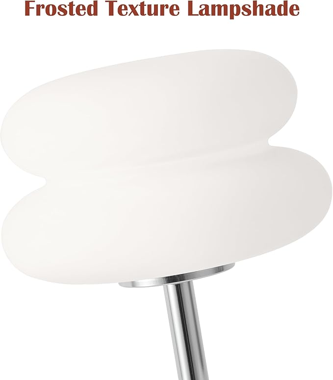 White Mushroom Lamp, Mid Century Modern Lamp for Nightstand, Dimmable Retro Egg Tart Bedside Lamps, Home Decor Ambient Lighting Aesthetic Cute Lamps for Bedroom Living Room (NOT Glass)