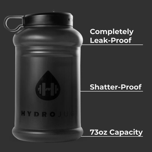 HydroJug Half Gallon Water Bottle - Refillable 73oz Jug With Carry Handle | Leakproof & BPA Free - Black (Pro Jug V2)