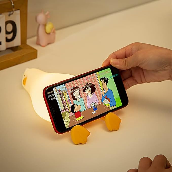 Cute Lying Flat Duck Night Light, 3 Level Dimmable Nursery Nightlight, Kawaii Lamps Squishy Silicone Light Up Duck, Rechargeable Touch Lamp, Best Gift for Kids Adults Room Decor
