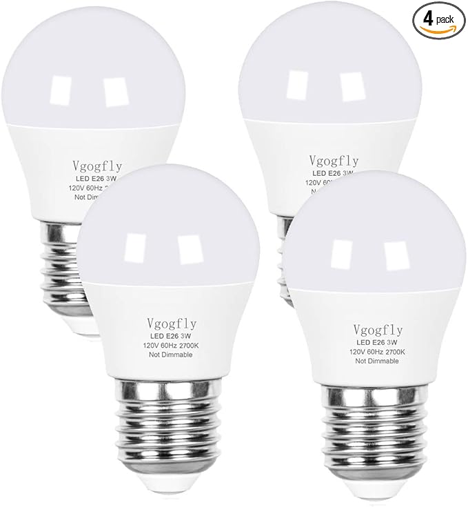 Vgogfly LED Bulb 3W 25 Watt Equivalent Light Bulbs Night Stand Table Lamp Warm White 2700K LED Energy Saving E26 Medium Screw Base for Home Light 4 Pack