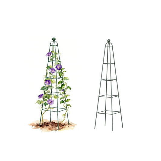 Vego Garden 6.5 ft Pyramid Obelisk Garden Trellis, Metal Rustproof Plant Support Rose Trellis, Tower Potted Cages for Flowers Fruits Vegetable Vines Indoor & Outdoor