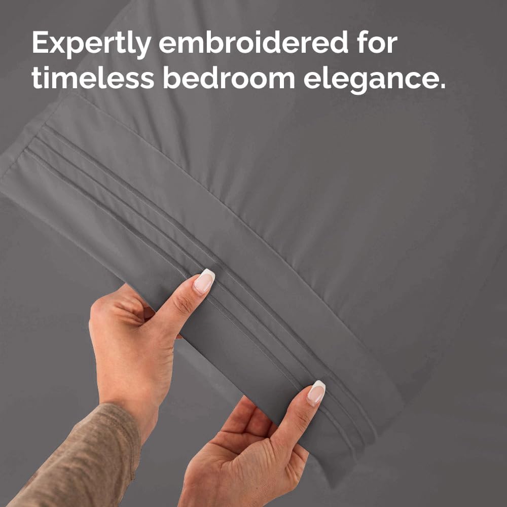Queen Pillow Cases Set of 4 - Ultra Soft Hotel Quality Covers | Wrinkle-Free & Fade Resistant - Dark Grey