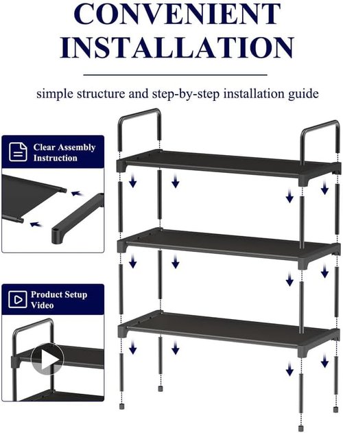 Kitsure Shoe Rack - Sturdy Space-Saving Storage for Entryway | 27.6" Wide, Black