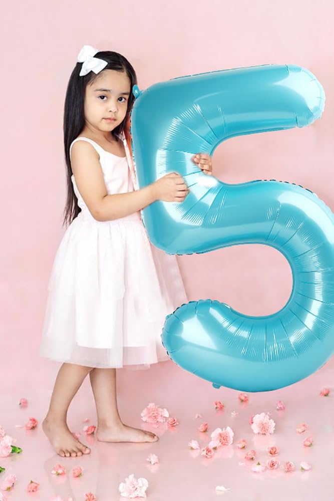 Skiennix 40-Inch Pastel Blue Number Balloons - Perfect for 2nd, 12th, 21st Birthdays & Celebrations