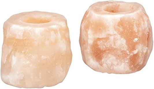 Himalayan Glow Tealight Candle Holder, Home Décor Natural Style Hand Carved Salt Lamp - 2 Pack
