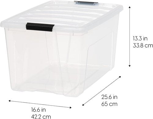 IRIS USA 72 QT Plastic Storage Box - BPA-Free, Durable See-Through Containers with Lids & Latches | 8 Pack, Clear