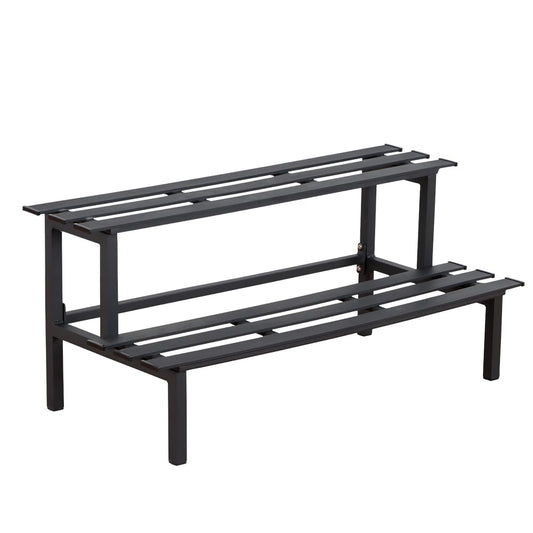 DHYGOTFUR Sturdy 2-Tier Metal Plant Stand for Outdoor & Indoor, Decorative Planter Display Shelf Unit for Garden Patio Balcony Living Room