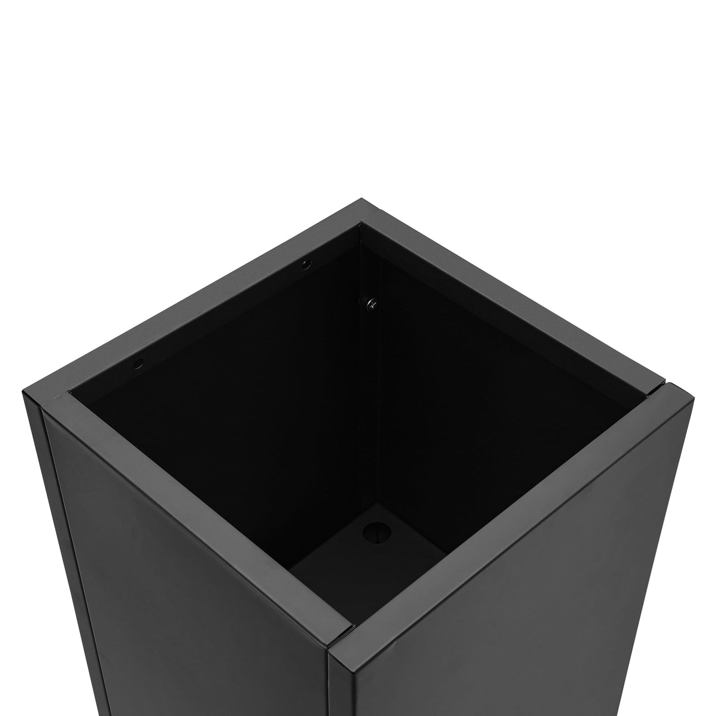 GDAE10 Tall Planter Box Large Metal Flower Pot, 14 x 14 x 30 Inches Standing Rectangle Container for Plants,Modern Steel Planters with Drainage Hole for Patio, Garden, and Balcony (Black)