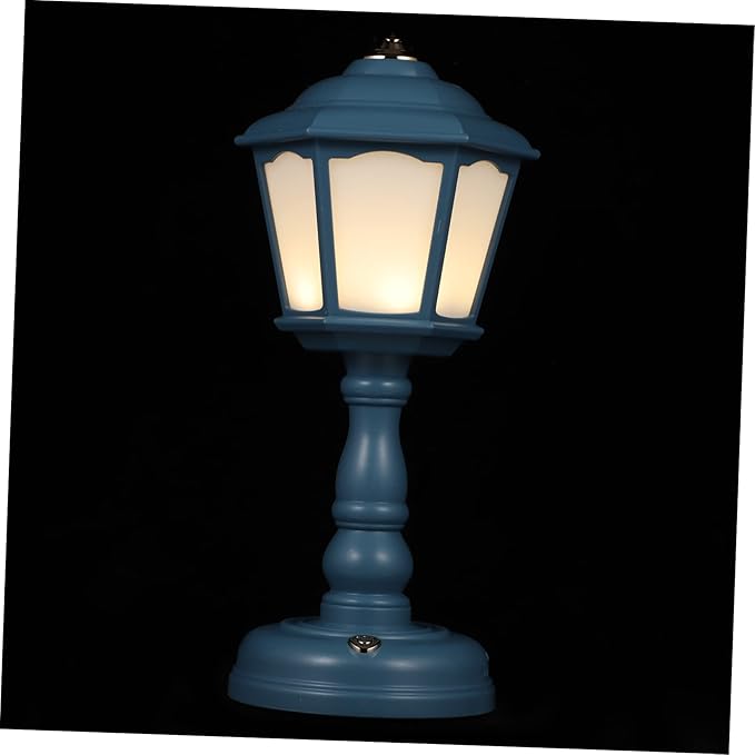 Healifty Vintage USB Rechargeable Table Lamp Level Dimmable Mini Night Light for Bedroom Decor Eye Caring Creative Retro Style Decorative Tabletop Lamp Compact Space Saving Design in Blue