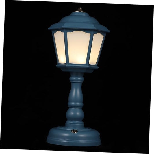 Healifty Vintage USB Rechargeable Table Lamp Level Dimmable Mini Night Light for Bedroom Decor Eye Caring Creative Retro Style Decorative Tabletop Lamp Compact Space Saving Design in Blue