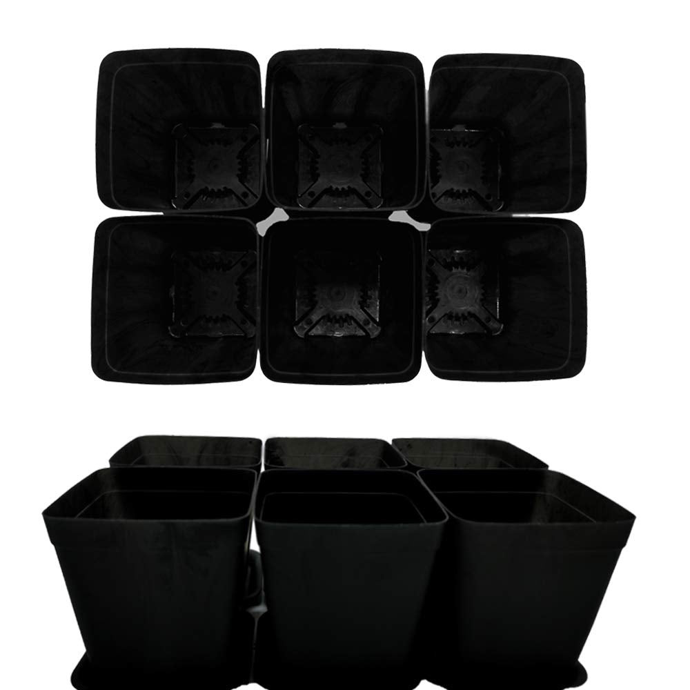 OJYUDD 24 Pack 3 Inch Black Nursery Pot Flower Pots Square Plastic Plant Pot Plastic Starter Pots with Saucer Basket Indoor Outdoor for Your Room,Garden Office and Balcony Decor