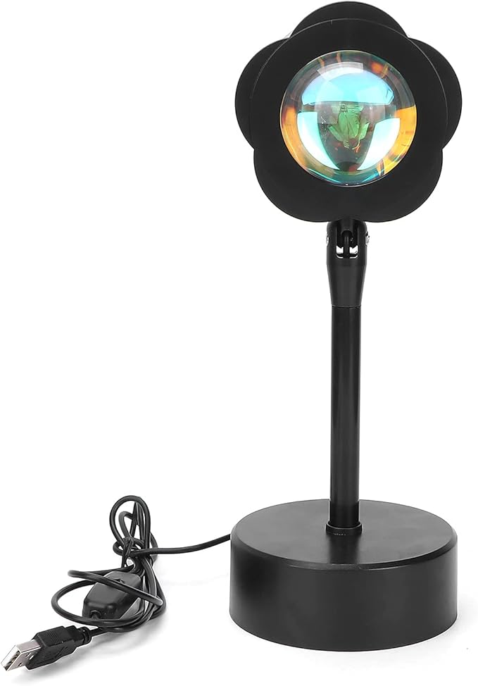 Sunset Projection Lamp, LED Atmosphere Light with 180 Degree Rotation, USB Powered Rainbow Night Light for Room Decor, Photography and Romantic Ambience (Sun)