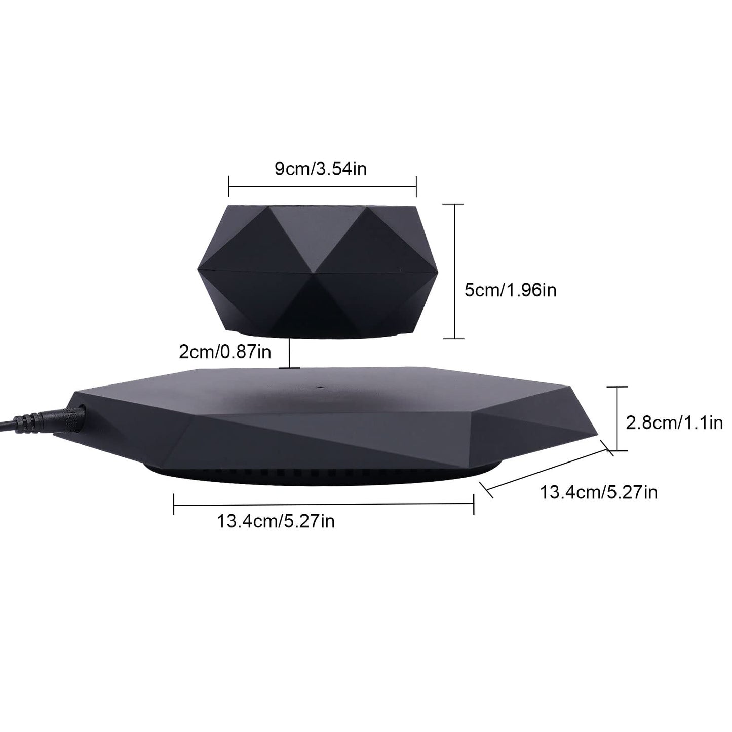 KONGKUNI Levitating Plant Pot Magnetic Levitation Suspension Floating Pot，Floating Plant Pot for Small Plants，360 Degree Rotation Planter，Potted Plant for Home, Office & Desk Levitating,Black