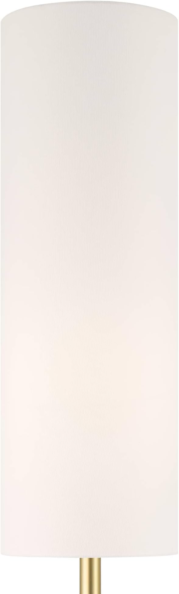 Possini Euro Design Moderne Mid Century Modern 62" Tall Standing Floor Lamp Droplet Foot Switch Metal Soft Gold Finish Living Room Bedroom House Reading Office Home Decor Entryway White Drum Shade"
