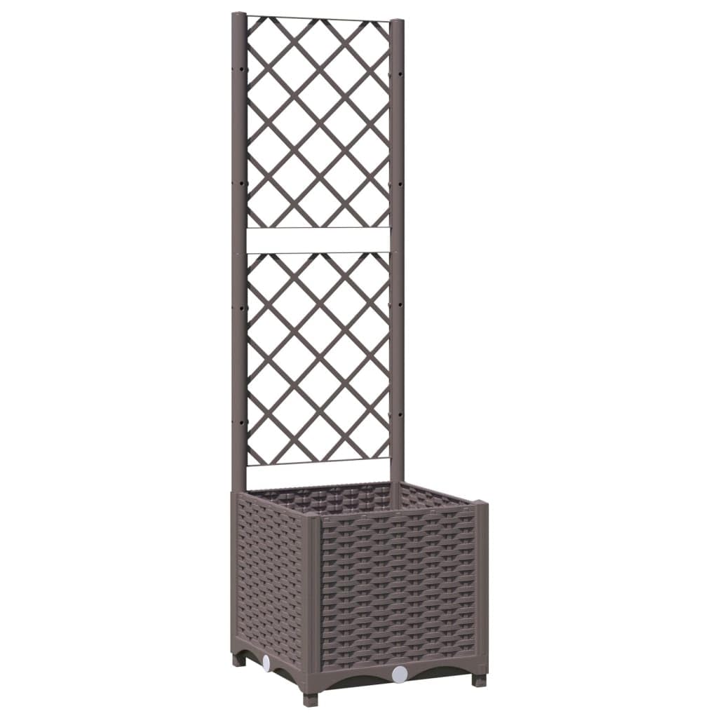 mtlskopl 54" Brown Square Planter with Trellis, 15.7"x15.7" Wood-Look Polypropylene, Modern Matte Garden Box for Patio Balcony