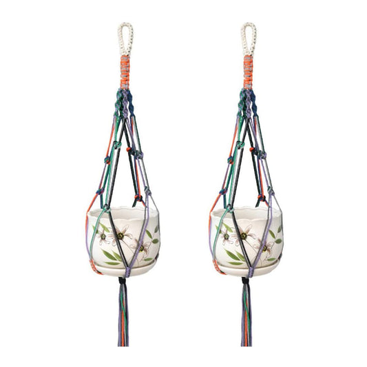 BUUEERR 2 Pack Macrame Plant Hanger - Outdoor Indoor Hanging Planter Basket Flower Pot Holder, Colorful Cotton Rope Home Decor, 35 Inch