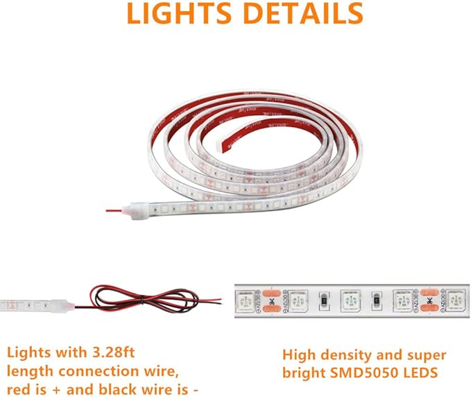 Marine Submersible Boat LED Strip Lights, 12V 8FT IP68 Waterproof Underwater Boat Lights, Boat Interior Light, Boat Deck Light Courtesy Lighting for Fishing Pontoon Kayak Boats, White