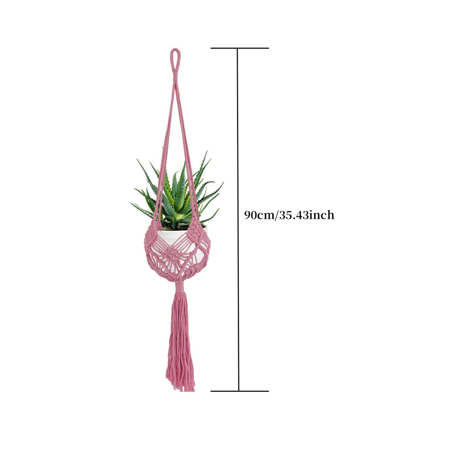 2 Pack 90CM (35inch) Extra Long Macrame Plant Hangers, up to 8 inch Pot Hanging Planter with Patterns, Premium Cotton Rope Crochet Boho Hanging Planter Basket for Indoor & Outdoor Plants (Pink)