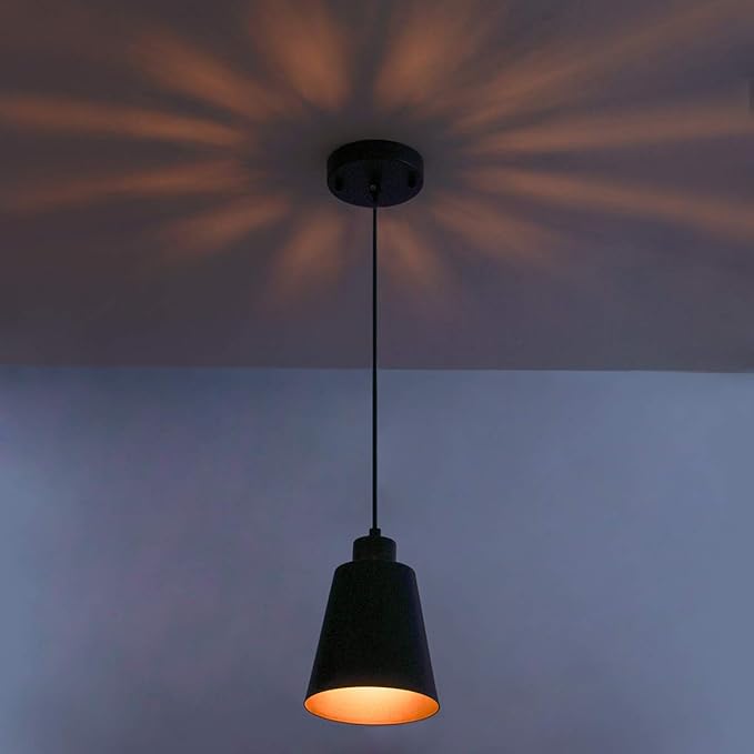 Black Pendant Light Kitchen Island Pendant Lighting with 5.94in Metal Shade Modern Hanging Light for Kitchen Small Pendant Light Fixture for Christmas Gift,Dining Room,Bar, Adjustable Cord