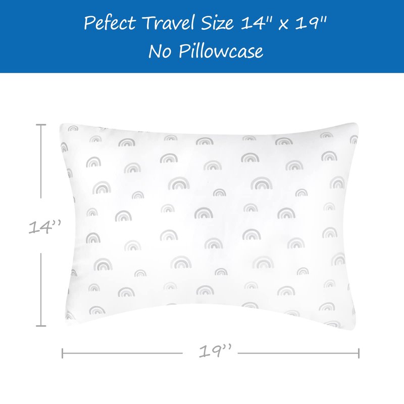 Toddler Pillow 14" x 19", Kids Pillows for Sleeping Perfect Boho Pillow for Child Travel, Toddler Cot Bed, Boys Gilrs, No Pillowcase Needed, Rainbow Print