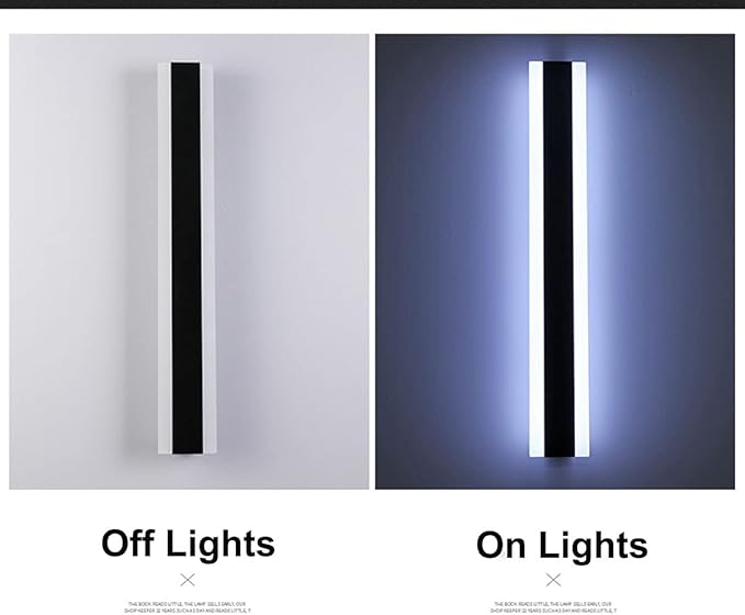 Outdoor Long Strip Modern LED Wall Lighting Fixture Lamps, Elegant Frosted White Acrylic, Black Aluminum Body IP65 Waterproof Anti Rust (Cold White, 60inch)