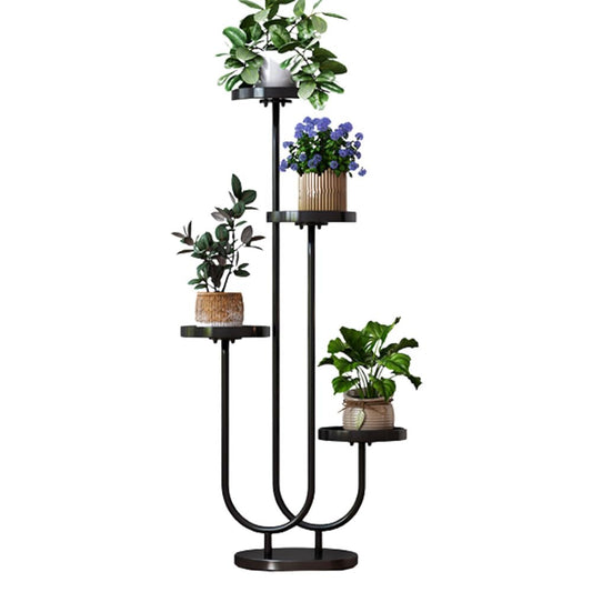 IOEDHW 4-Tier Black Metal Plant Stand, 40 Inch Tall Corner Indoor Plant Stand With 4 Tray, Small Metal Plant Flower Stand Outdoor For Patio Garden Balcony Living Room