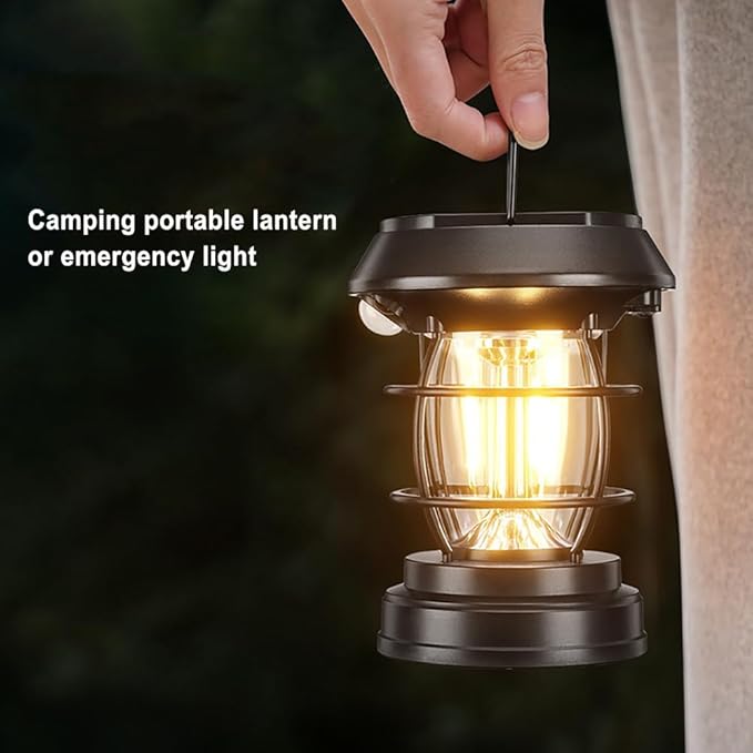 [1200lm] Motion Sensor Solar Lanterns Outdoor Tent Lights Portable Camping Exterior Front Porch Waterproof Table Desk Wall Sconce Lamp Rechargeable Anti Rust Coach for House Doorway Garage 1 Pack