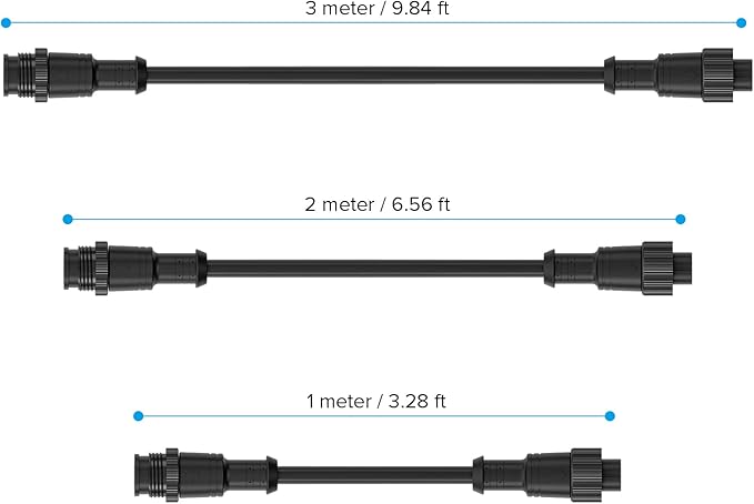 BTF-LIGHTING 6.56FT 2 Pin 18AWG IP67 Extension Cable Wire with Male and Female Connectors for Single Color FCOB COB 5630 5730 5050 etc LED Strip 22mm Metal Nut Big Size Home Lighting Connector