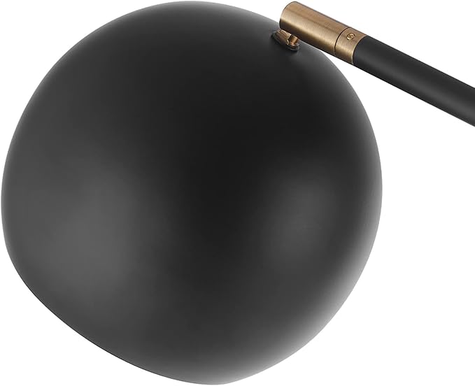 Globe Electric 65911 60" Floor Lamp, Matte Black, Brass Pivot, Metal Shade, in-Line On/Off Foot Switch, Adjustable Arm, 6-Foot Cord, Modern Standing Light for Living Room, Reading, or Office