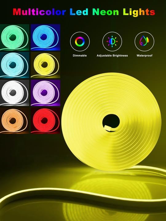 32.8FT Led Neon Rope Lights Music Sync, RGB Led Strip Lights Outdoor, Neon Led Light Strip with Remote & App Control, DIY Flexible Led Lights for Bedroom, Gaming, Party, Room Decor Aesthetic