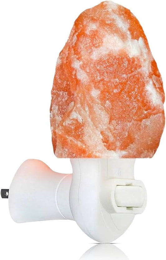 Himalayan Natural Salt Night Lamps, Night Lamp with 360 Degree Rotatable Wall Plug with Extra Replacement Bulb, Hand Carved Natural Lamp for Bedroom & Home Decors