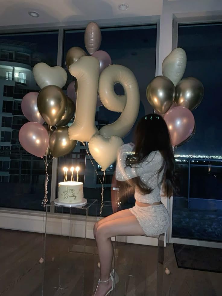 Number 19 Balloon - 40 Inch Cream Foil Birthday Decoration for Men & Women | Perfect for Parties & Events