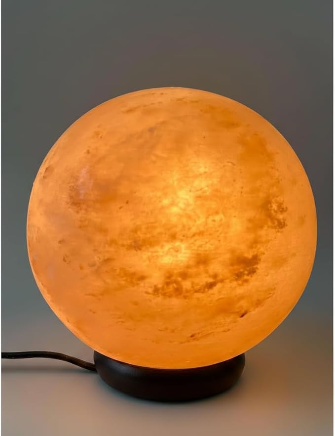 NB Himalayan Pink Salt Globe Shape Lamp with dimmer Switch and a Pair of Bulbs