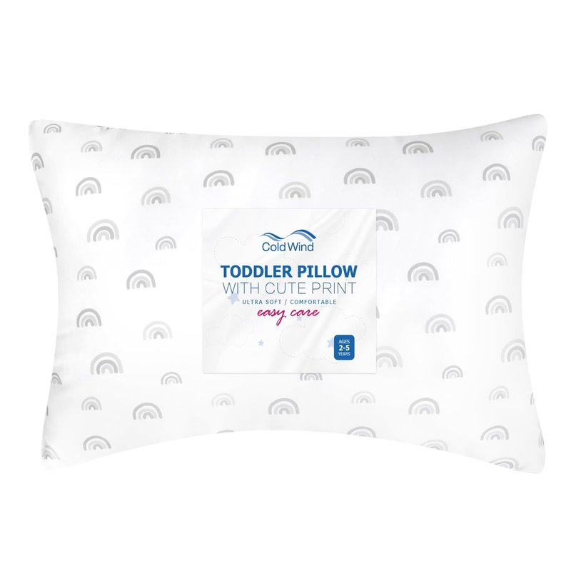 Toddler Pillow 14" x 19", Kids Pillows for Sleeping Perfect Boho Pillow for Child Travel, Toddler Cot Bed, Boys Gilrs, No Pillowcase Needed, Rainbow Print