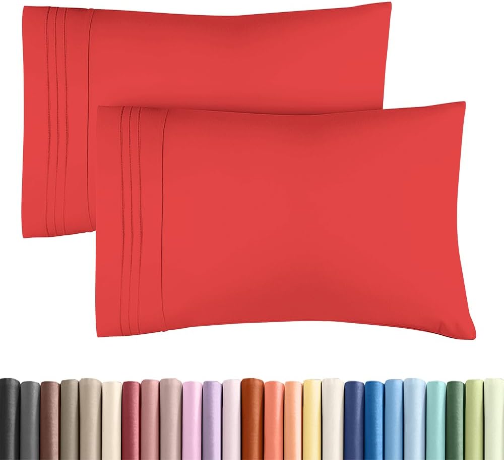 Standard Pillow Cases by Skiennix - Ultra-Soft Hotel Quality Covers - Wrinkle-Free & Stain Resistant - Set of 2 in Red