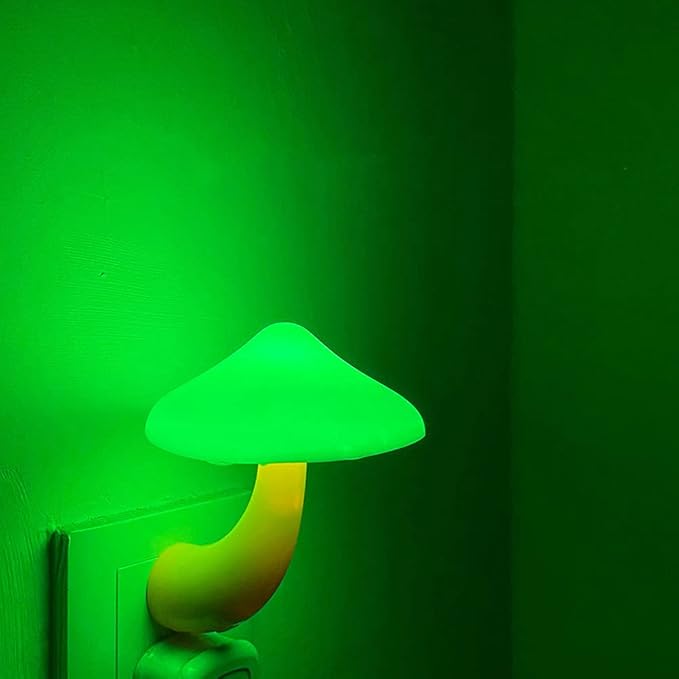 ESUPPORT Mushroom-Shaped Energy Saving Sensor LED Night Light with Plug Colorful(Average Life Expectancy 50000h) Colorful