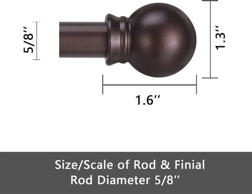 GXOACKJ Curtain Rods - Heavy Duty 5/8 Inch Metal Set for Windows 32 to 48 Inch - 2 Pack Brown