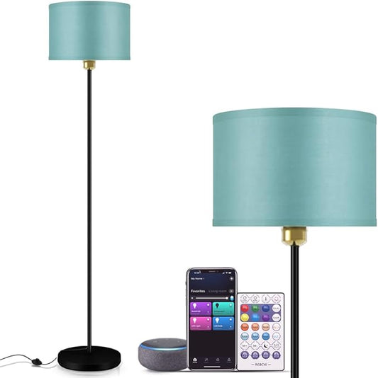 YHW Floor Lamps for Living Room Compatible with Alexa Google, Standing Lamp Tall Lamps for Living Room Bedroom Office Classroom Dorm Room. (Teal)