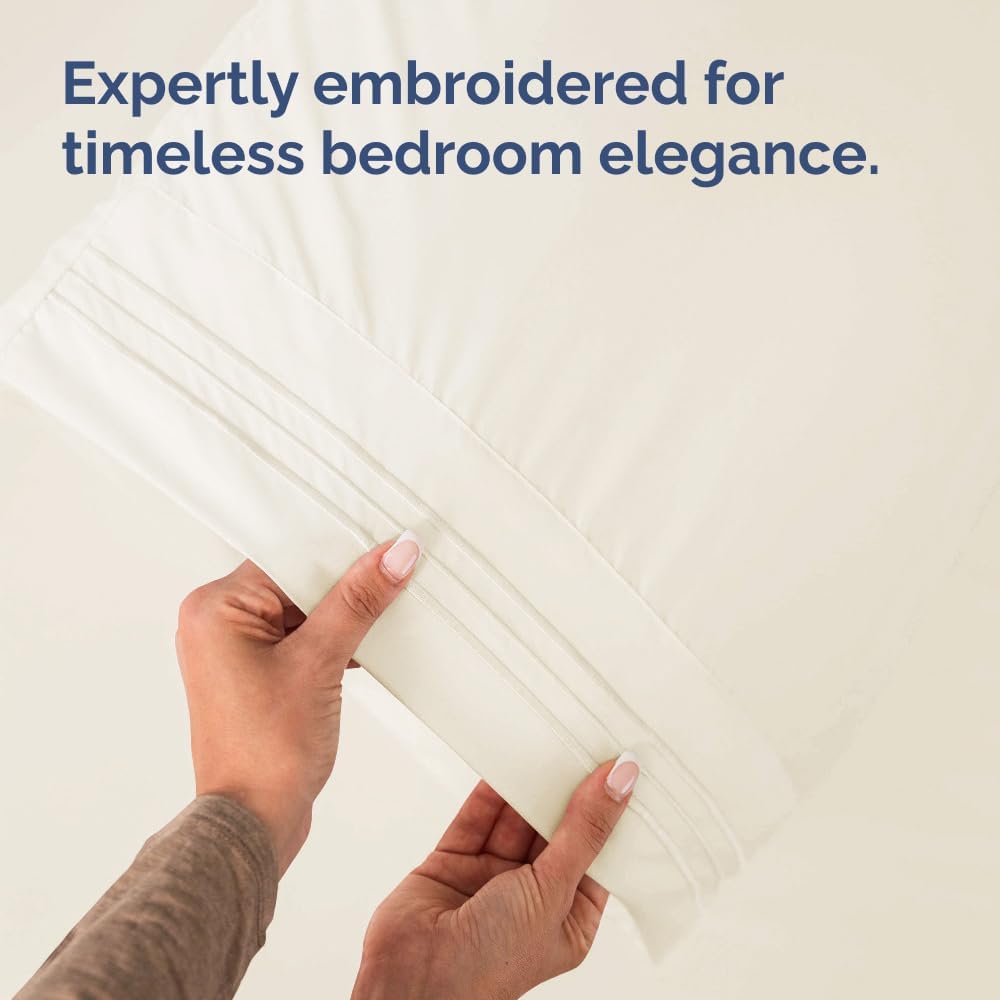 Skiennix Queen Pillow Cases Set of 2 - Ultra Soft Hotel Quality Covers - Wrinkle Free & Fade Resistant - Off White